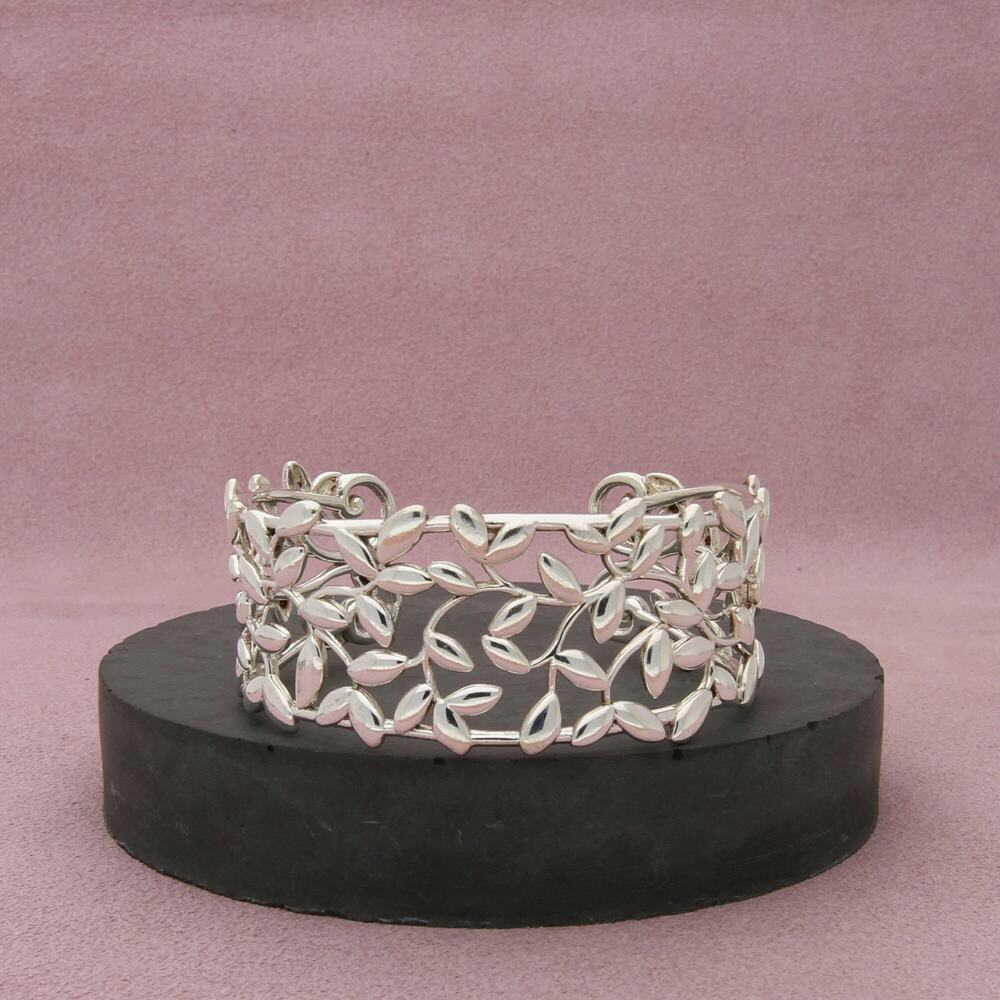 tiffany & co sterling silver paloma picasso olive leaf cuff bracelet size 6in